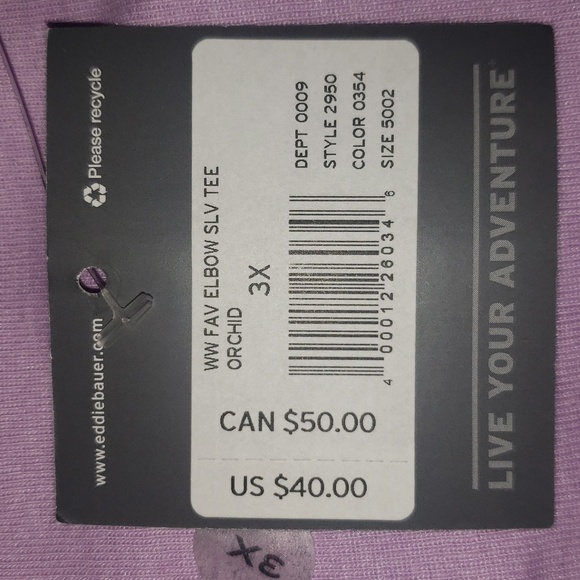 Eddie Bauer Scoop Neck Short Sleeve Tee Shirt Orchid Purple 3X NWT - Picture 7 of 10